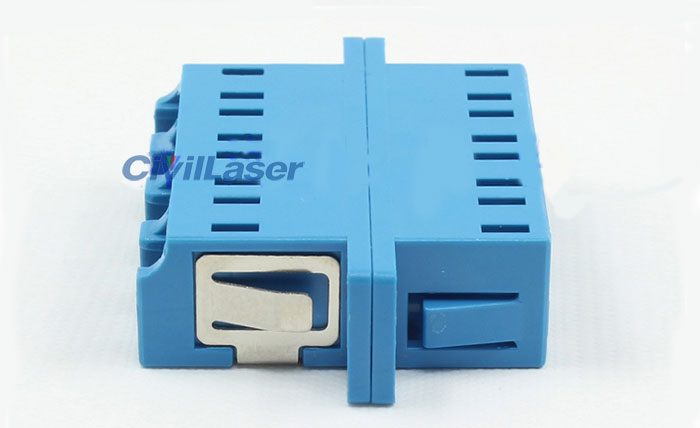 LC Plastic Fiber Optic Adapter Singal Mode Four Core Blue Flange